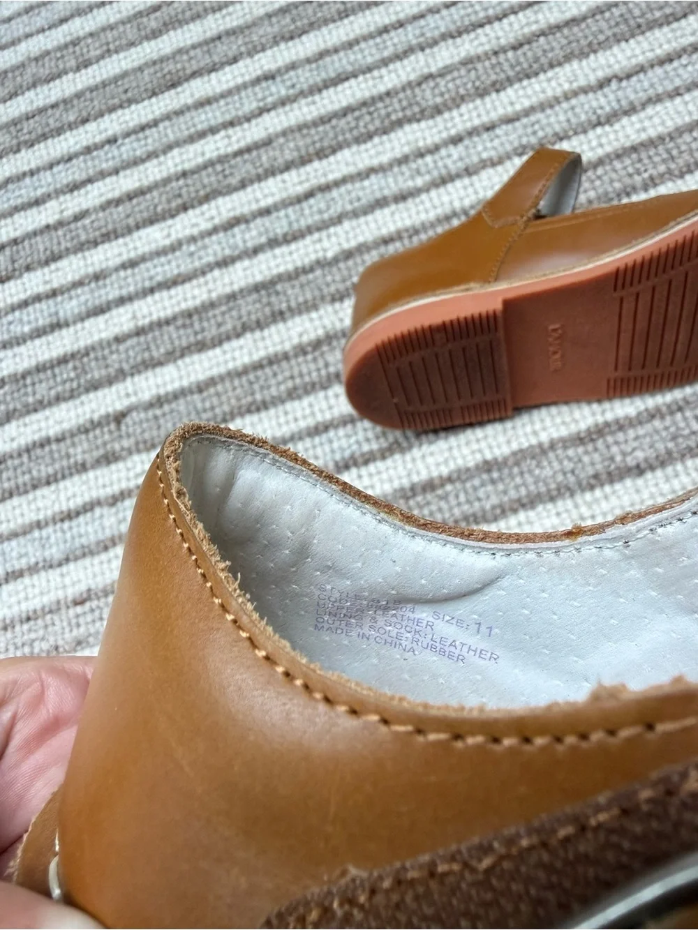 L'Amour Tan Leather T-Strap Mary Jane Kids Shoes